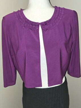 Danny & Nicole plum purple open front crop bolero shrug jacket 3/4 sleeve